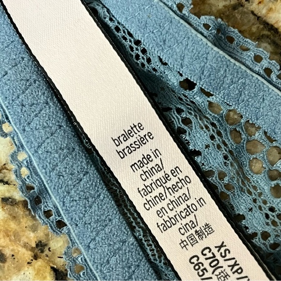 Victoria's Secret Blue Lace Halter Bralette Triangle Top Festival Lingerie XS - Picture 6 of 11